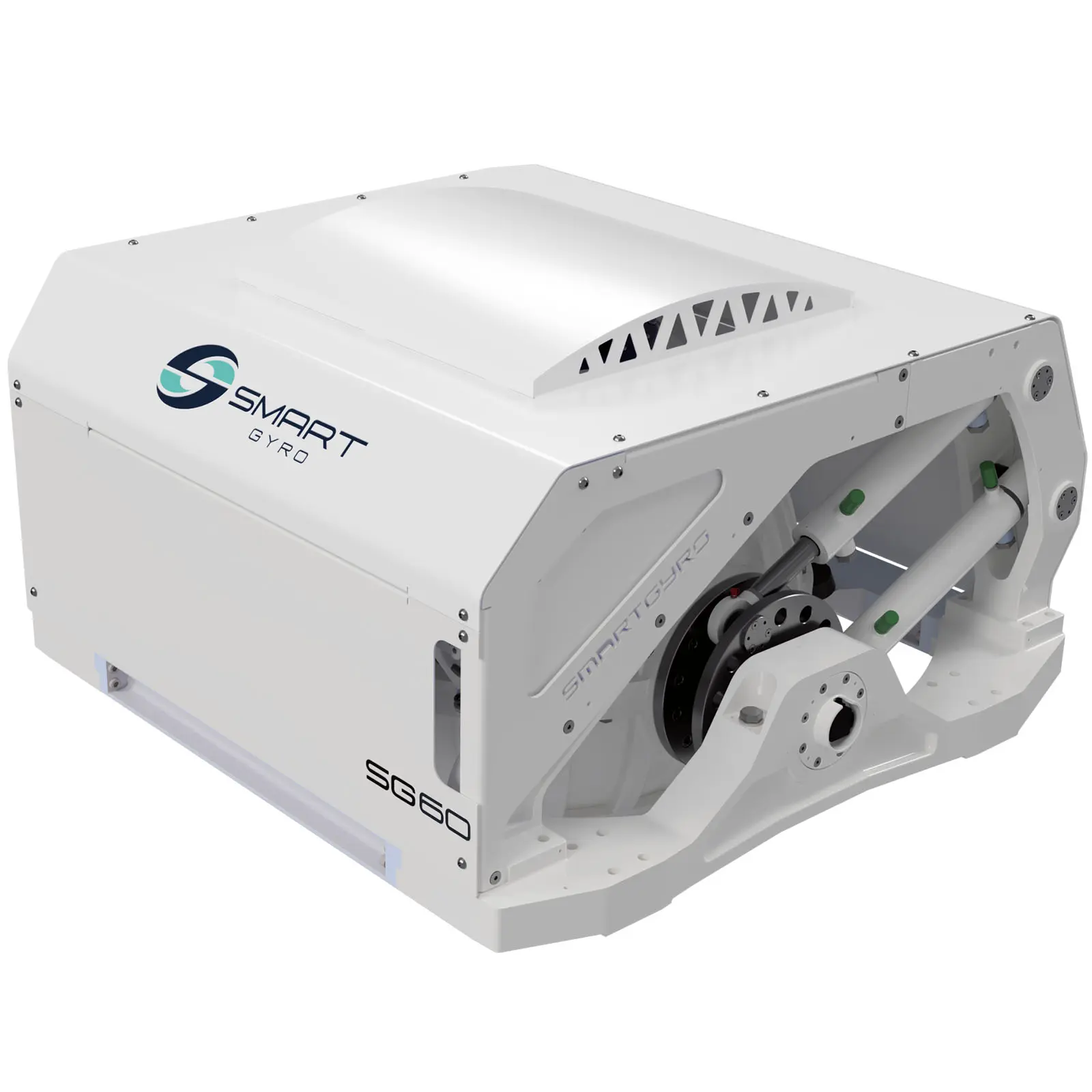 A white mechanical device with "SMART GYRO" and "SG60" markings on it.