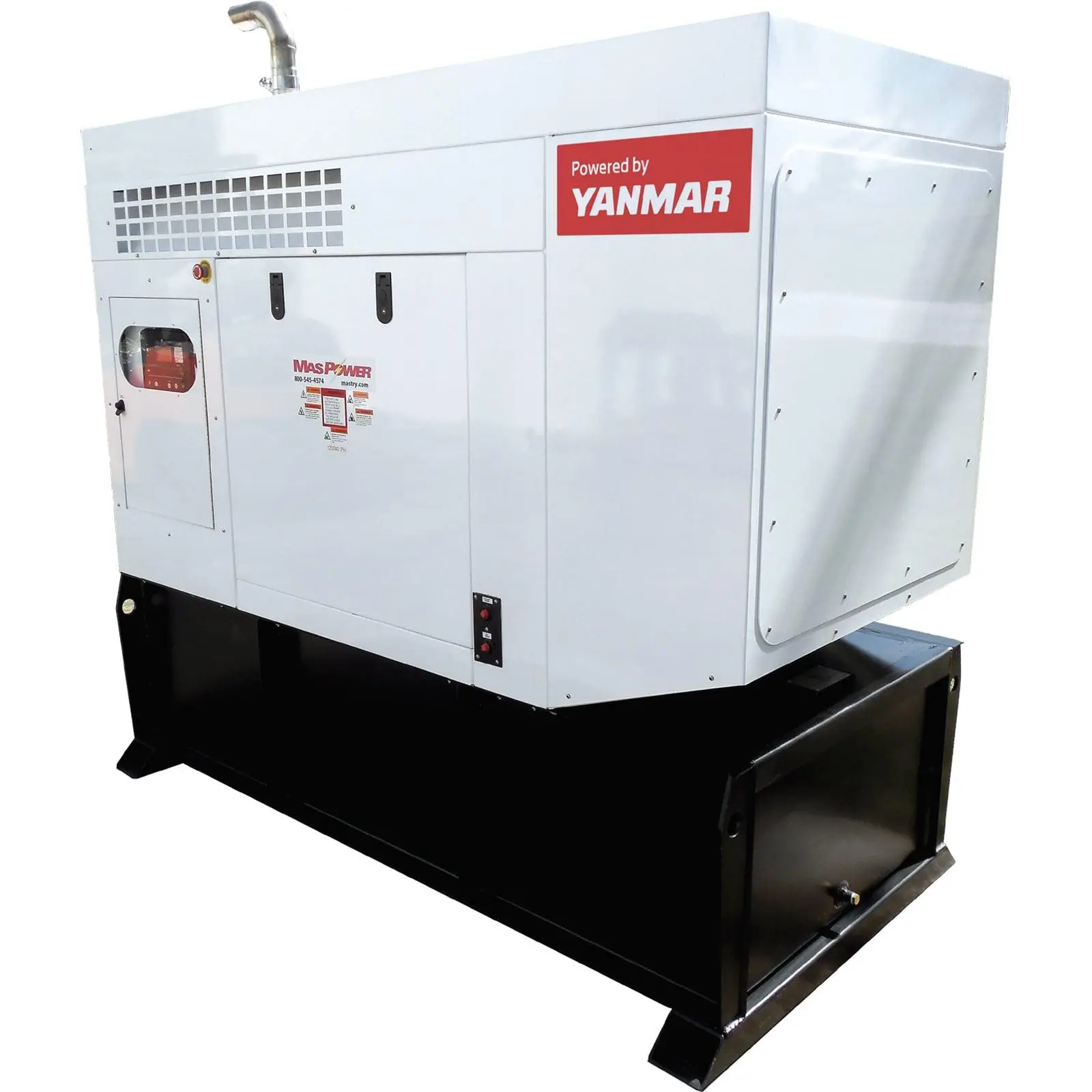 A Yanmar-powered industrial generator sits on a black base with vents and control panels.