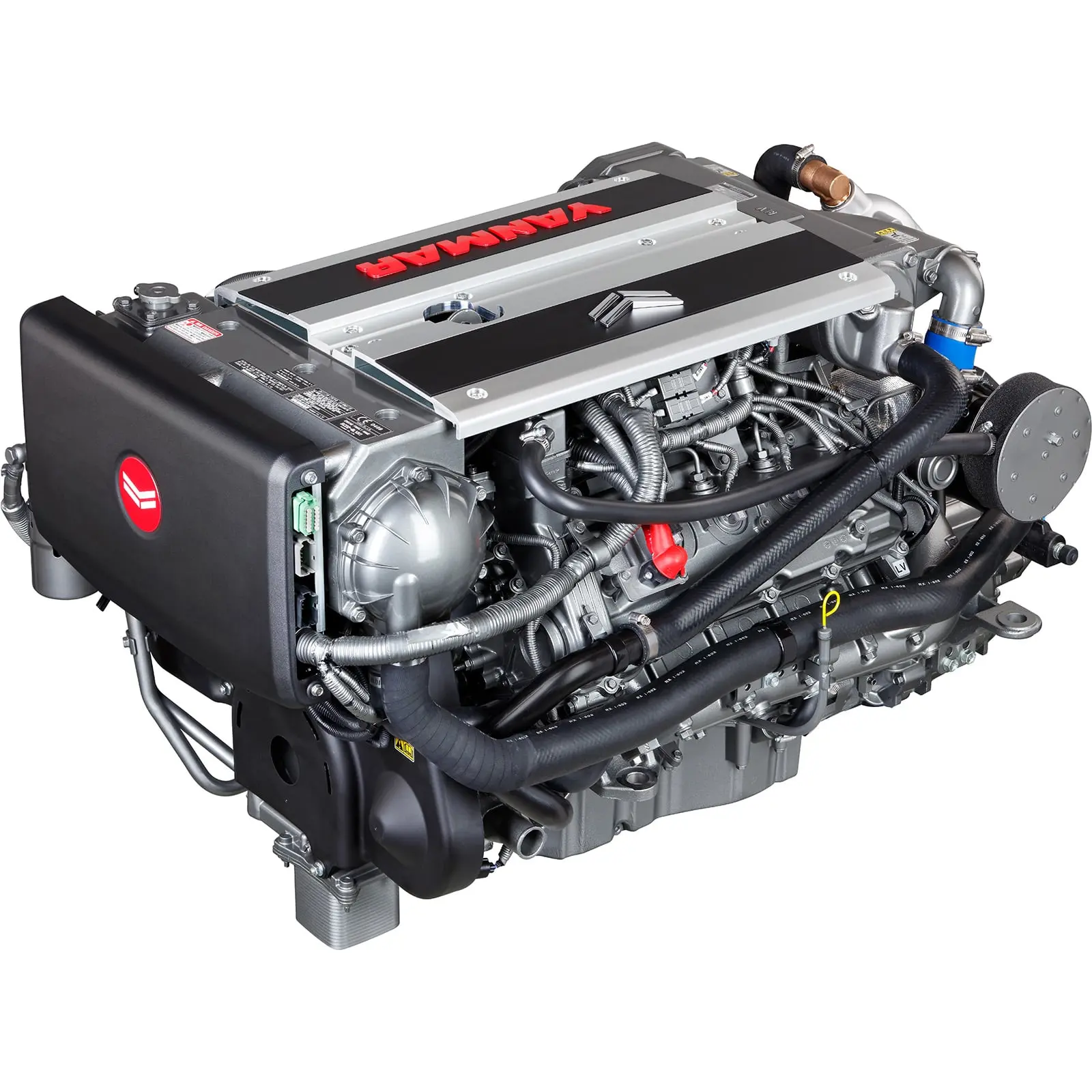 A complex mechanical engine with various pipes and components is displayed.