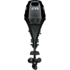A black outboard motor with propeller and number 20 on top.